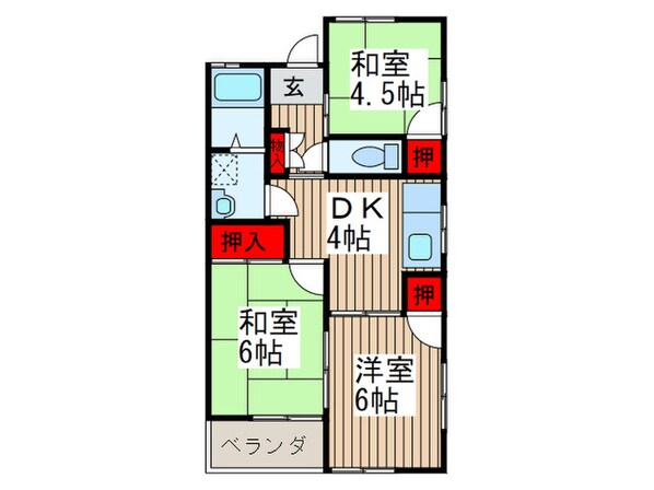 グリーンハイツ松崎A棟の物件間取画像